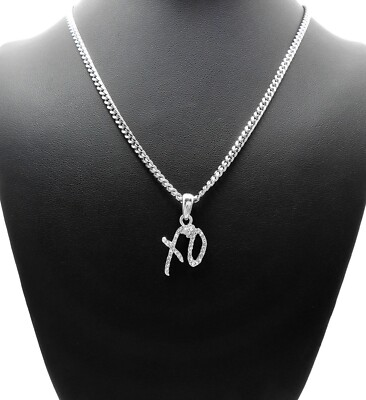 #ad Mini Iced XO Gang Pendant 18quot; 24quot; Box Cuban Rope Chain Stainless Steel Necklace $17.99