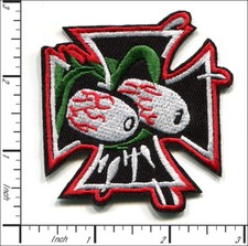 20 Pcs Embroidered Iron on patches Green and Red Eyes Cartoon 64x70mm AP024rF2