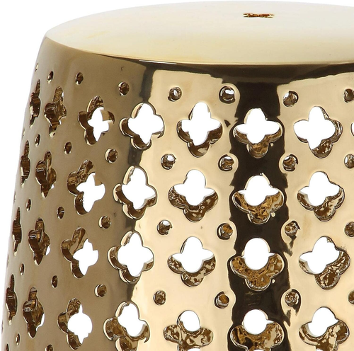 ACS4531F Lacey Glazed Ceramic Decorative Garden Stool, 0, Gold - Picture 3 of 3
