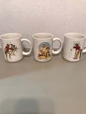 3 Norman Rockwell Mugs - Catching The Big One, Closed for Business, Trout Dinner