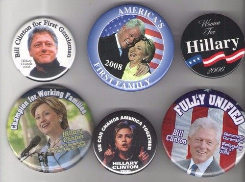 6 HILLARY Clinton 2006 2008 pin FEMINIST pinback NY SENATE ALSO Also ...