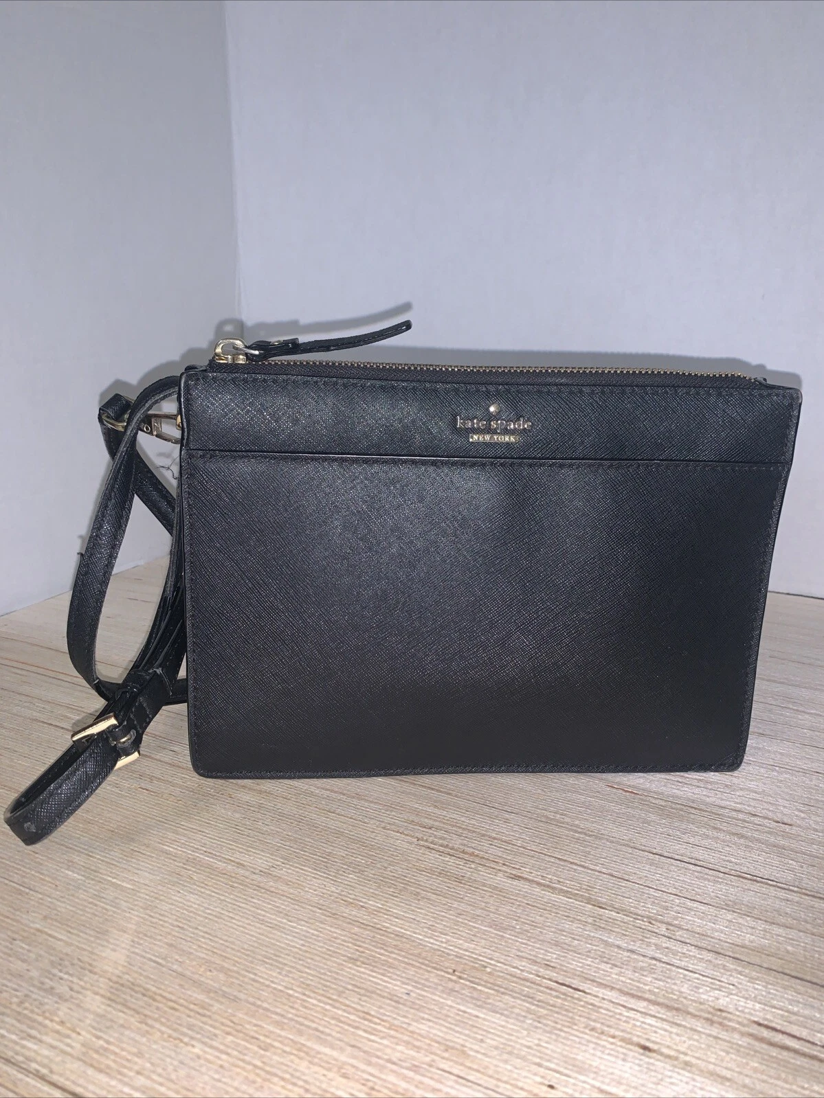 Kate Spade Rory Saffiano Borsa a tracolla in pelle Hardware Argento Nero