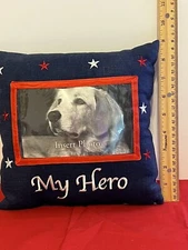 9 Inch Pillow With Slide In Photo Pocket My Hero Dog Linen New Charming RWB