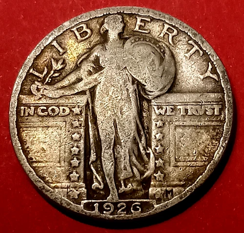 1926 SILVER STANDING LIBERTY QUARTER 25¢ 100-Year-Old Coin VF #8c2