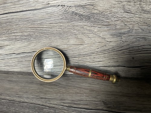 VTG VAN CORT INSTRUMENTS WOOD BRASS HAND HELD OPTICAL MAGNIFY MAGNIFYING GLASS