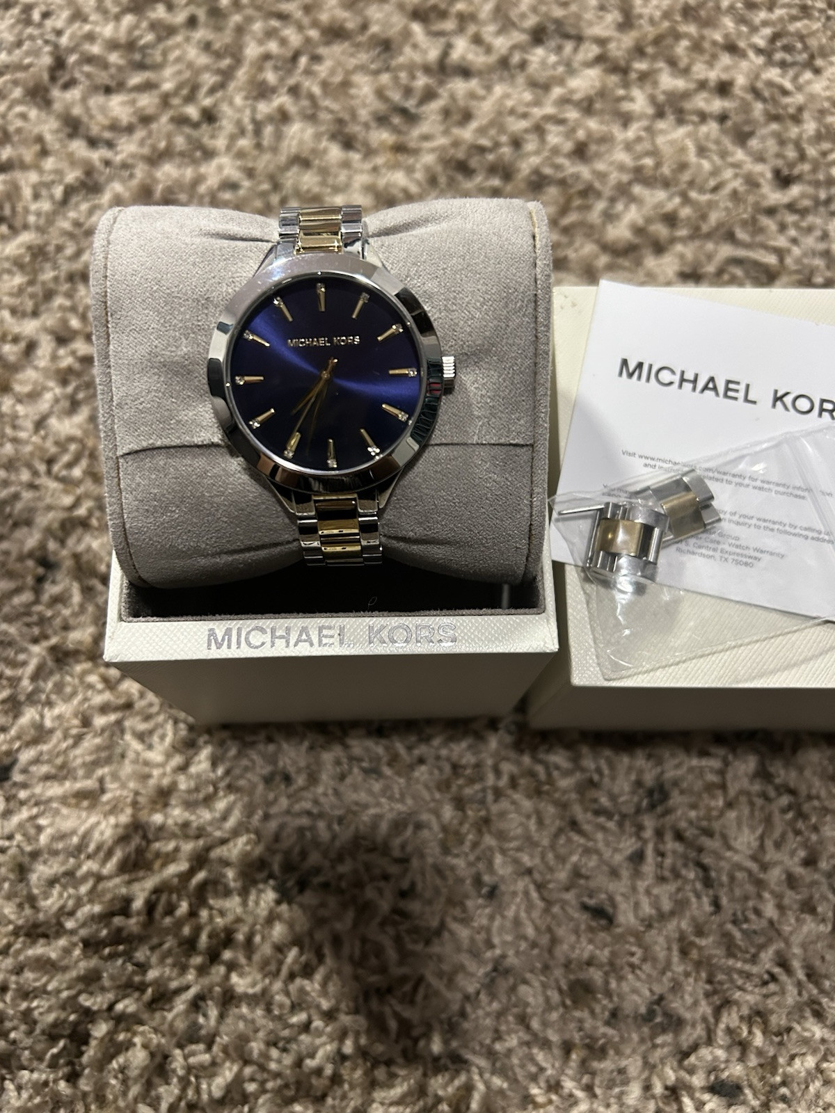 Michael Kors Slim Runway Blue Dial Two-tone Ladies Watch 
