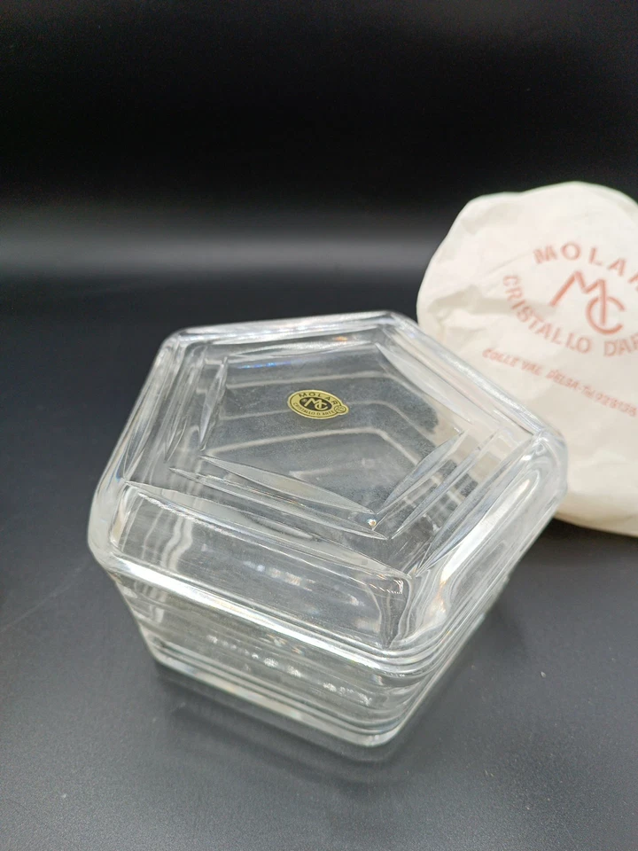 Scatola In Cristallo Con Coperchio Cristalleria Molar MC Colle Val d'Elsa 14x7cm - Immagine 2 di 4