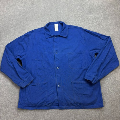 #ad French Jacket Adult Extra Large Blue VTG Chore Work Wear Utility Canvas Men $56.33