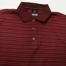 Nike Golf Polo Shirt Mens Large Red Striped Dri-Fit Performance No Logo