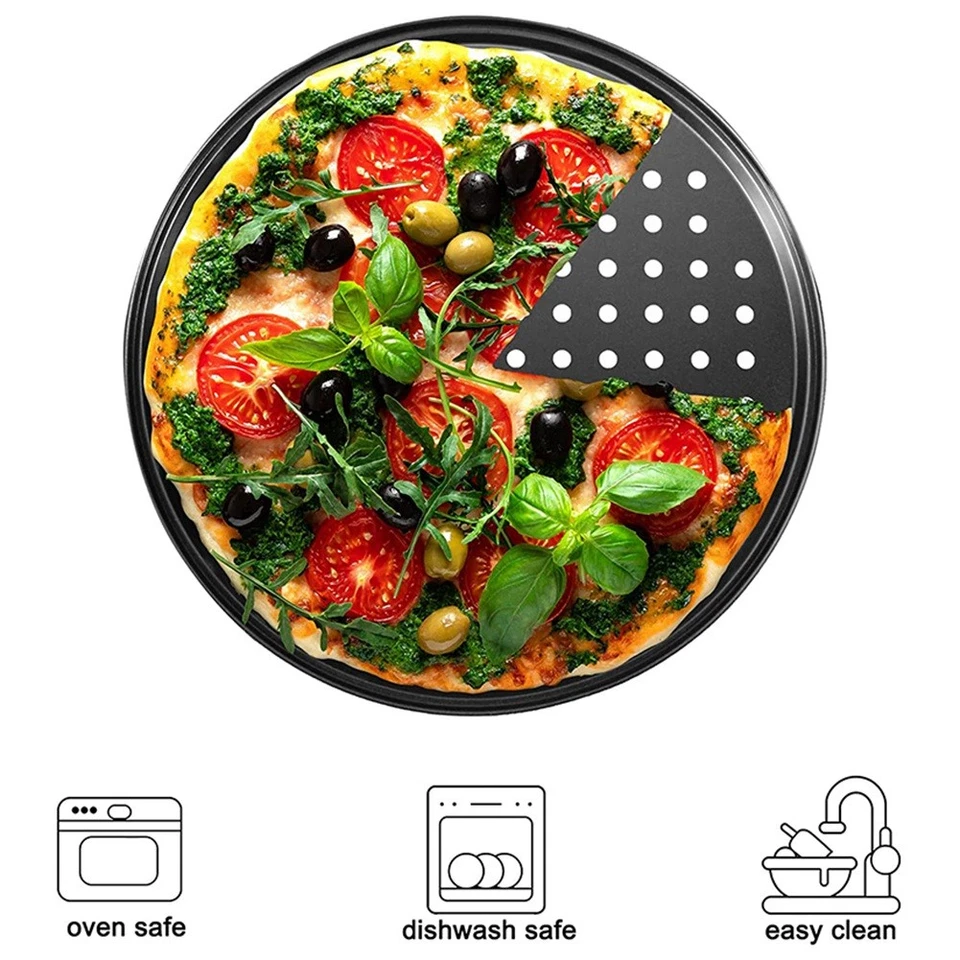 Pizzablech Stanzbackblech Antihaft mit Loch Pizzaform Grillblech Backform R9442 - Bild 4 von 4