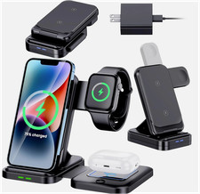 Foldable Wireless Charging Station for iPhone 14/13/12 Airpods Watch Charger