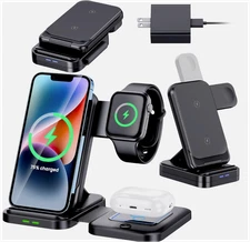 Foldable Wireless Charging Station for iPhone 14/13/12 Airpods Watch Charger