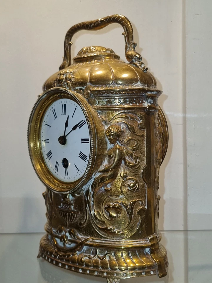 Horloge,Pendule de Voyage ancienne en bronze décor Personnage , XIXéme ? - Photo 2/4