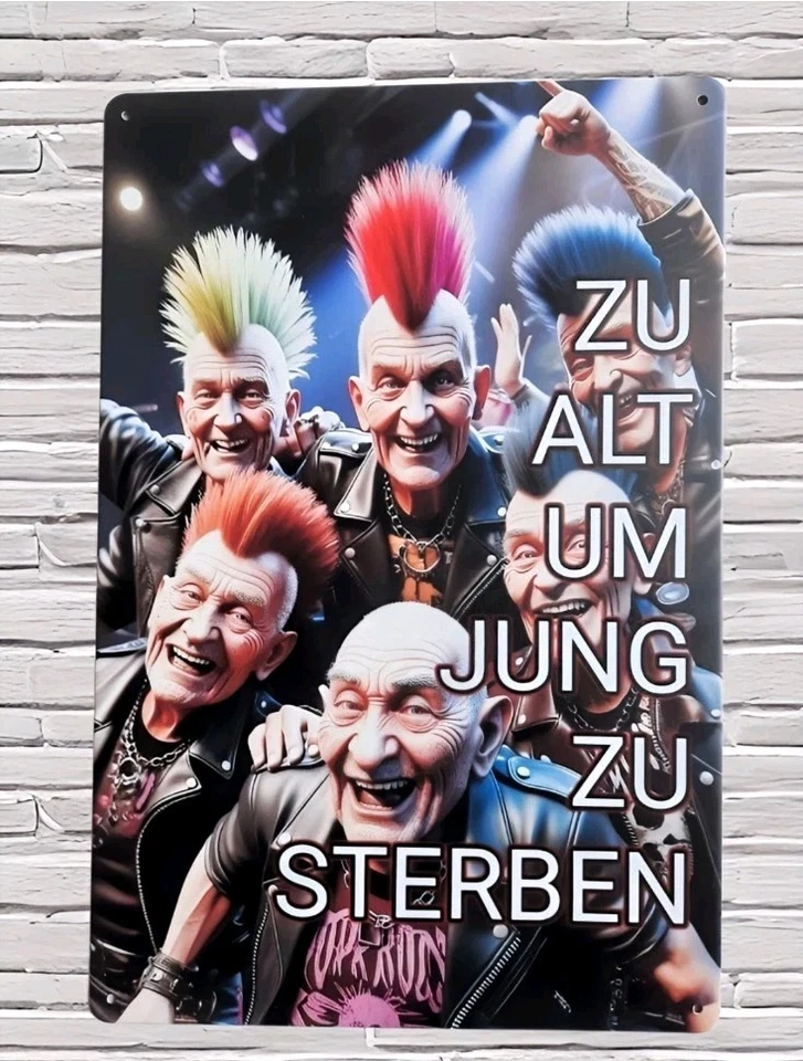 Lustiges Blechschild Punk Opa zu alt um jung zu sterben Geschenk Deko Humor (F64 - Bild 1 von 1