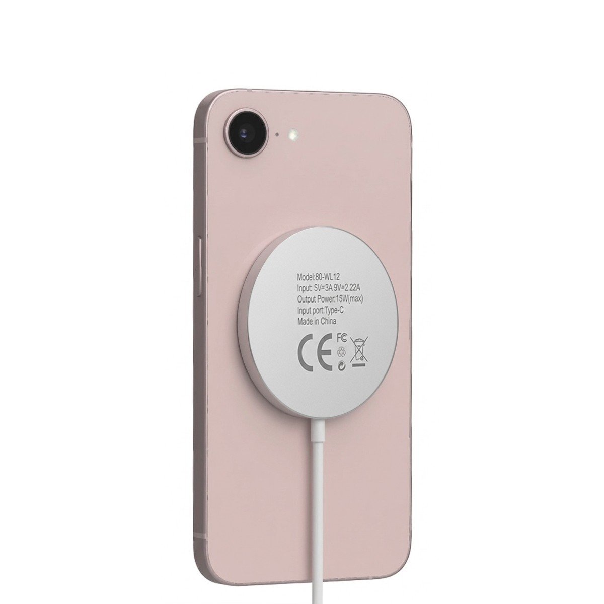 Chargeur induction iPhone 17e magnétique 15W blanc rapide