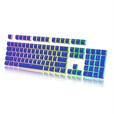 HK Gaming Pudding Keycaps Set Doubleshot PBT Keycap 112 Keys, Dark Blue