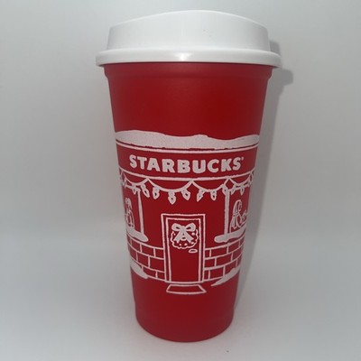Starbucks 2025 Red Cup Holiday + White Lid Plastic Tumbler Coffee Collectible