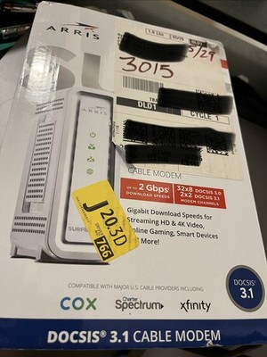 ARRIS SURFboard SB8200V2 DOCSIS 3.1 Cable Modem 2Gbps White, 2x GbE