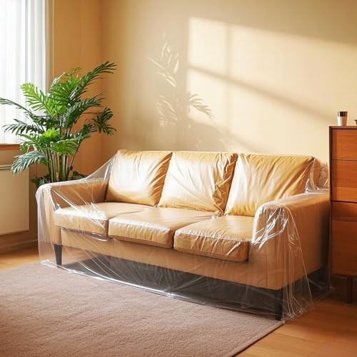Plastic Couch Covers for Moving Sofa Storage Cover Clear Patio Chair 134"x 46" - Imagen 4 de 7