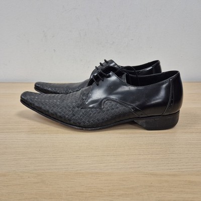 Jeffery West Black Line Ledergewebe spitz formell Derby elegante Schuhe UK 8