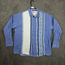 Western Frontier Mens XL Blue Southwestern Aztec Button Front Shirt USA