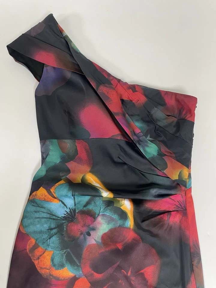Women’s Karen Millen Black Multi-coloured Satin Dress Size 10 - Image 2 of 4