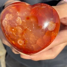165G Natural red agate heart shaped quartz crystal gem mineral specimen