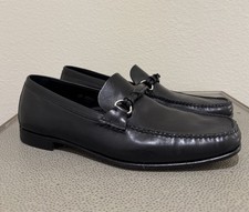 Prada Black Leather Square Toe Horsebit Loafers Prada 7.5 US 8.5