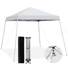 Instant Pop-up Canopy w/ Portable Carrying Bag & Straps UPF50+ Sun Shelter White