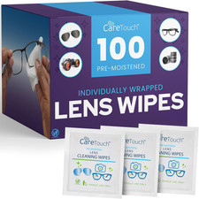 Lens Wipes for Eyeglasses- 100 Count Individually Wrapped Pre- Moistened Wipes,