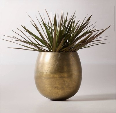 CB2 Rough Cast Brass Metal Indoor Planter Small. New Never Used!