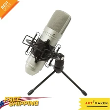 Tascam TM-80 Large Diaphragm Condenser Microphone, Silver - Pro Quality Audio