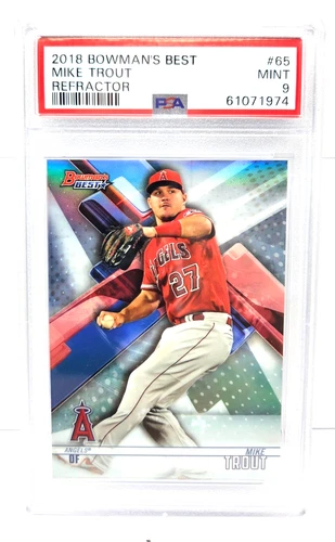 2018 Bowman`s Best REFRACTOR MIKE TROUT Baseball Card PSA 9 MINT