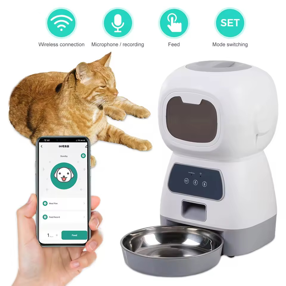 Distributeur de croquettes connecté application WiFi 3.5L anti-blocage animaux