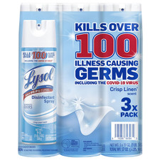 3 PACK Lysol Disinfectant Spray, Crisp Linen Scent 19 oz Great Price