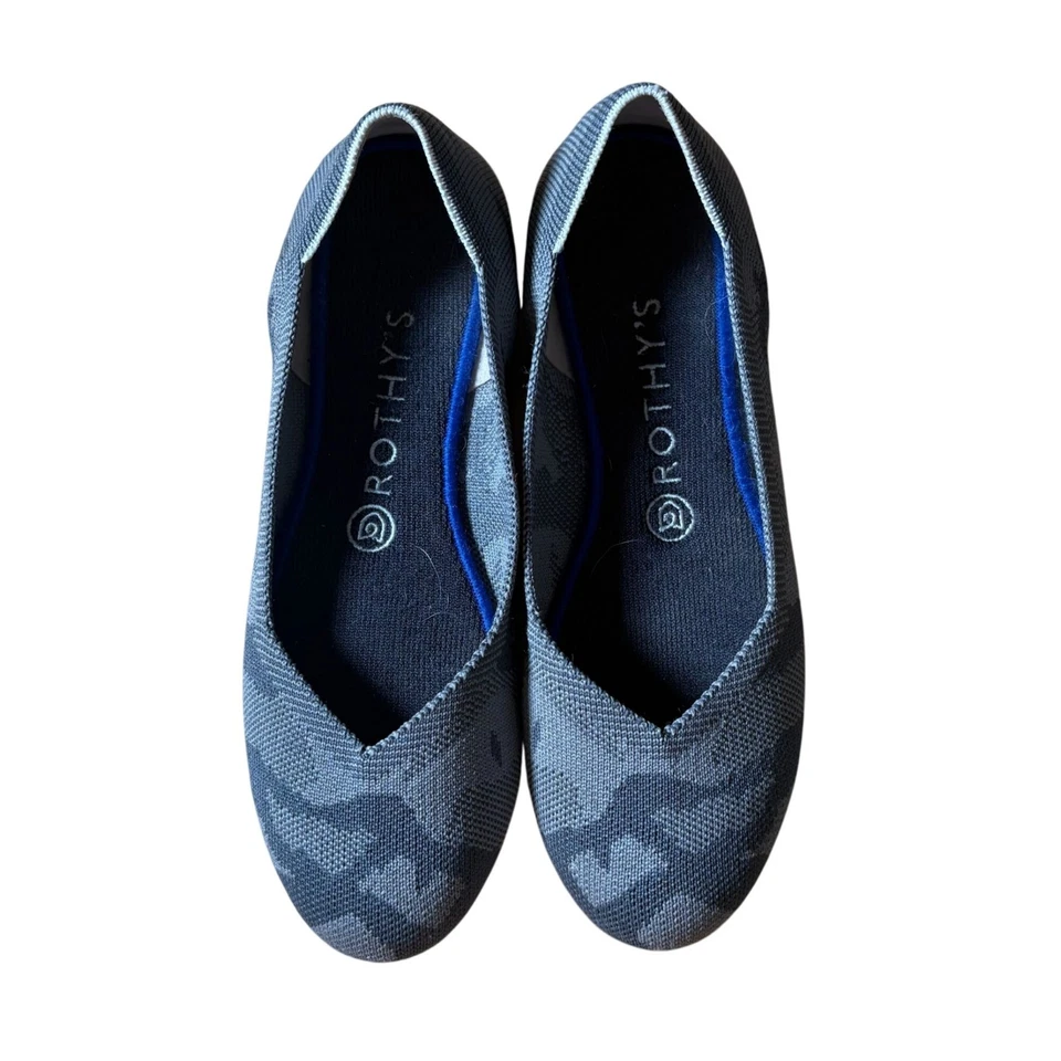Rothy's Retired The Round Toe Ballet Pisos Gris Camuflaje Rojo Suela Blanco Halo Talla 8 Foto 2 de 4