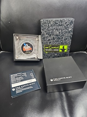 #ad The Simpsons Treehouse Of Horror 1 Oz Silver Coin Box Perth MINT RARE $159.99