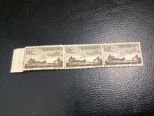 Australia 1955 Mail Coach 31/2d brown (strip of 3 stamps) MH