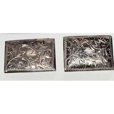 JAPANESE 950 STERLING SILVER HAND ENGRAVED CUFFLINKS SKY