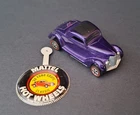 Vintage 1969 Hot Wheels "Classic 36 Ford Coupe" Purple & Metal Collectors Button