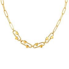 Women Girls Stainless Steel Heart-shaped Oval Accessory Pendant Necklace 18''