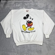 Vintage Walt Disney World Sweatshirt Mens XL White Mickey Mouse Crewneck 90s USA