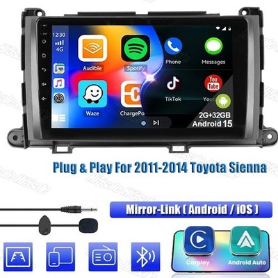 For Toyota Sienna 2011 2012 2013 2014 Android Auto CarPlay GPS Car Radio Stereo