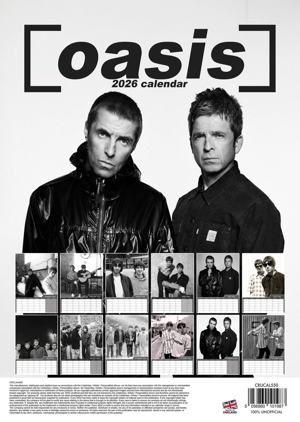 2026 Oasis (Band) - A3 Wall Calendar