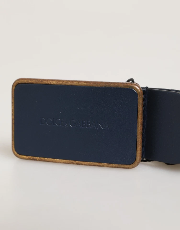 Пояс DOLCE & GABBANA синий кожаный классический металлический логотип пряжка 115 см / 46 дюймов 470usd - Изображение 3 из 4