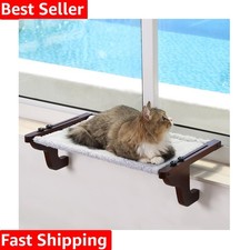 Easy Seat Cat Perch for Window Sill - Hammock Design w/ Wood  Robust Metal F...