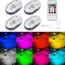 4Pcs Wireless LED Lights for Car with Remote Control, 8 Colors Car Interior Nigh