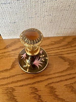 Vintage DEVILBISS Enamel Deco Glass Perfume Bottle Atomizer Rare