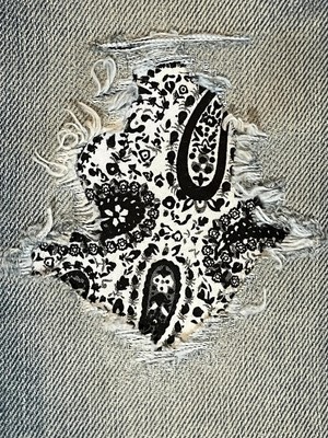 Perfect Paisley Peek-A-Boo Iron On Patches by (Black & White, 4'' x 7'')