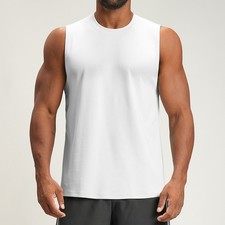 Men Plain Sleeveless Gym Sports Tank Top Fitness Muscle Vest Blouse